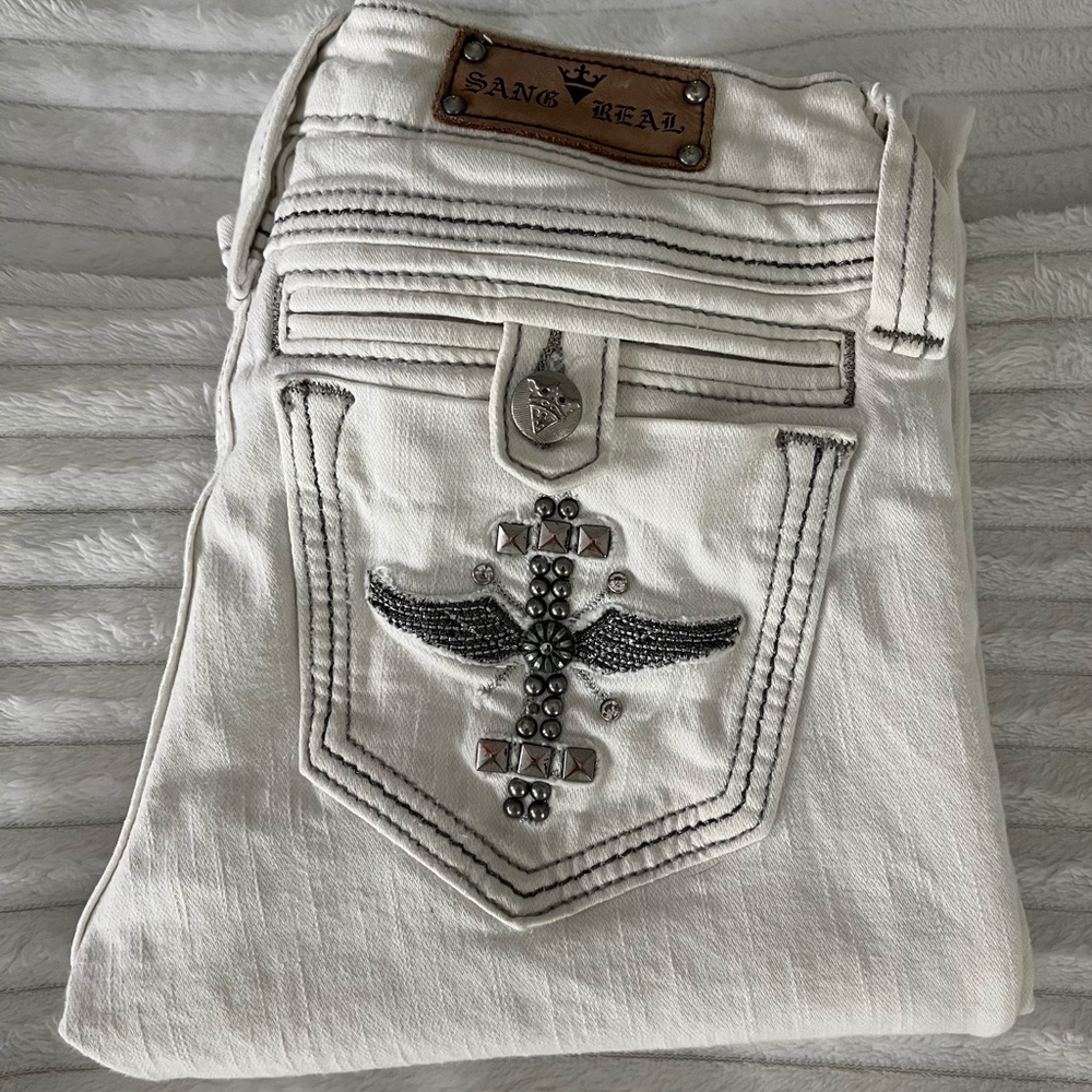 Off white Sang Real  jeans with detailed stitching